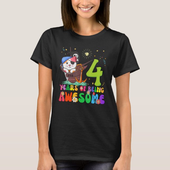 Kids 4 Years Old Teens 4th Birthday Girl Awesome C T-Shirt (Front)