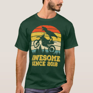 Kids 4th Birthday 4 Years Old T Rex Dinosaur Motoc T-Shirt