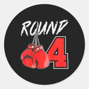 Kids 4th Birthday Boxing Boy 4 Year Old Boxer Bday Classic Round Sticker