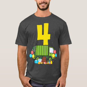 Kids 4th Birthday Boy 4 Year Old Garbage Truck Bir T-Shirt