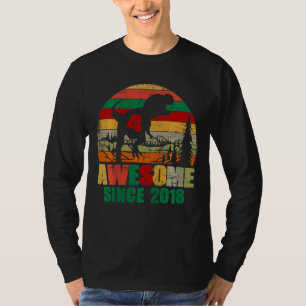 Kids 4th Birthday Boy Dinosaur Four Year Old Aweso T-Shirt