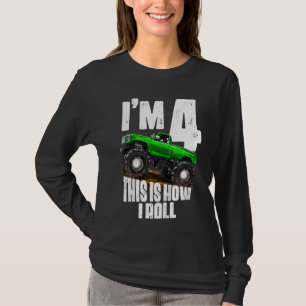 Kids 4th Birthday Boy Monster Truck Rule Jam Fou T-Shirt