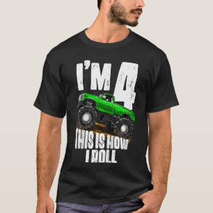 Kids 4th Birthday Boy  Monster Truck Rule Jam  Fou T-Shirt