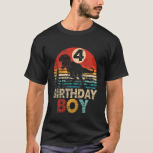 Kids 4th Birthday Boy Rex Dinosaur 4 Year Old Birt T-Shirt