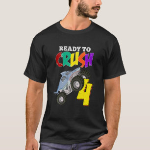 Kids 4th Birthday Boys Monster Truck 4 Year Old Ra T-Shirt