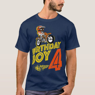 Kids 4th Birthday Boys Motorcycle  Biker 4 Years T-Shirt