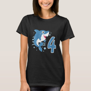 Kids 4th Birthday Boys Shark 4 years Old Ocean Sha T-Shirt