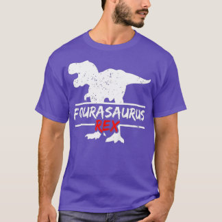 Kids 4th Birthday Dinosaur I Funny Fourasaurus Rex T-Shirt