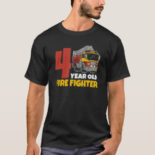 Kids 4th Birthday Firetruck 4 Year Old Fire Fighte T-Shirt