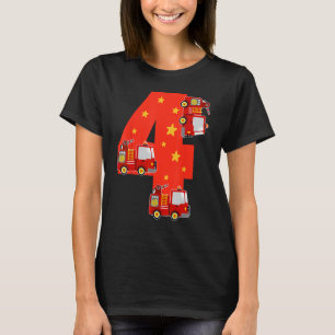 Kids 4th Birthday Firetruck Party Rescue Team T-Shirt