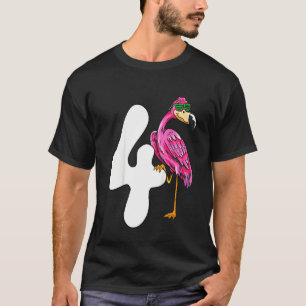 Kids 4th Birthday For Girls Pink Flamingo 4 Year T-Shirt