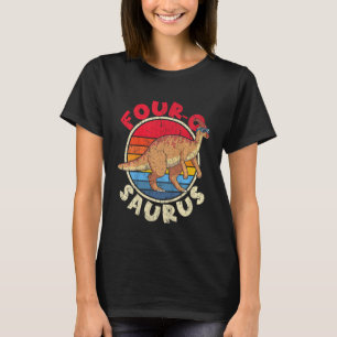 Kids 4th Birthday Four O Saurus I Parasaurolophus T-Shirt