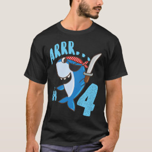 Kids 4th Birthday Gift Idea Boys Shark Pirate 4 Ye T-Shirt