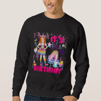 Kids 4th Birthday Girls 4 Yr Red Haired 4th B Day Sweatshirt