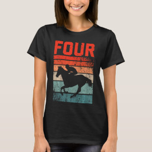Kids 4th Birthday Horse Rider Fan 4 Years old Girl T-Shirt