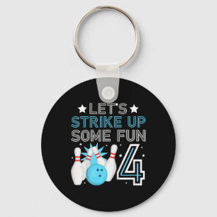 Kids 4th Birthday Party Bowling Boy 4 Year Old Bow Key Ring