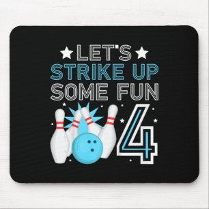 Kids 4th Birthday Party Bowling Boy 4 Year Old Bow Mouse Pad