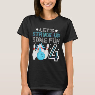 Kids 4th Birthday Party Bowling Boy 4 Year Old Bow T-Shirt