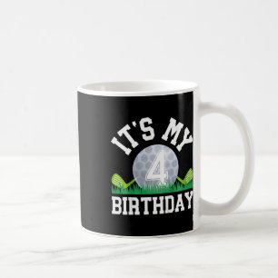 Kids 4th Birthday Party Golf Boy Four Year Old Gol Coffee Mug
