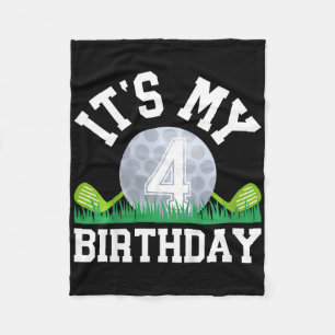 Kids 4th Birthday Party Golf Boy Four Year Old Gol Fleece Blanket