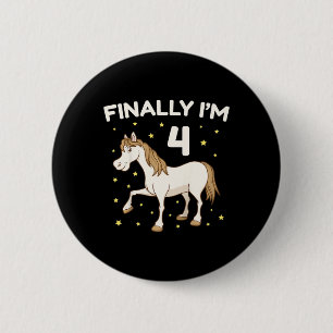 Kids 4th Birthday Party Horse Horseback Rider Ridi 6 Cm Round Badge