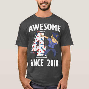 Kids 4th Birthday Party Policeman Boy Police Offic T-Shirt