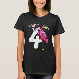 Kids 4th Birthday Pink Flamingo For Girls 4 Year T-Shirt