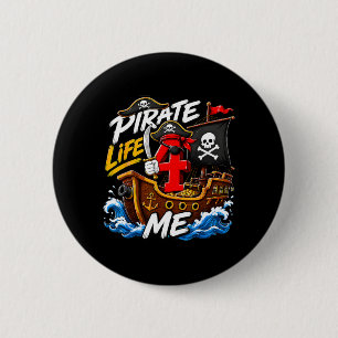Kids 4th Birthday Pirate 4 Years Old Boy Theme 6 Cm Round Badge
