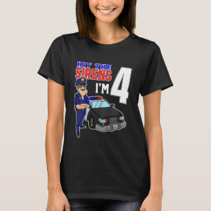 Kids 4th Birthday Policeman Police Car Boys Police T-Shirt