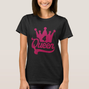Kids 4th Birthday Queen Girls Happy Birthday Party T-Shirt