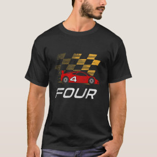 Kids 4th Birthday Race Car Shirt Gift I Funny Four