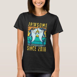 Kids 4th Birthday Shark 4 Year Old Jawsome Since 2 T-Shirt