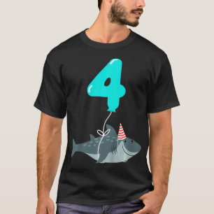 Kids 4th Birthday Shark Cute 4 Year Old Shark Gi T-Shirt