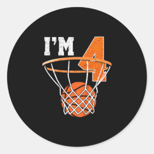 Kids 4th Birthday Shirt Boy Sketll Kids Four Year Classic Round Sticker