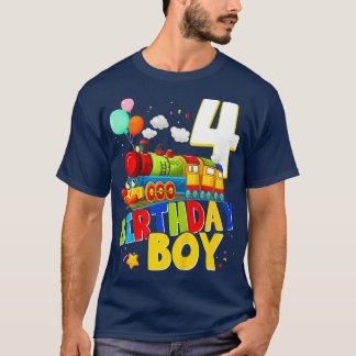 Kids 4th Birthday Train Boys 4 Years Old Im T-Shirt