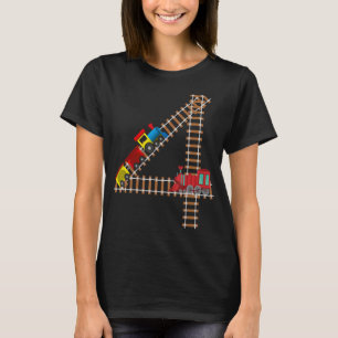 Kids 4th Birthday Train Boys Girls Fun 4 Year Old T-Shirt