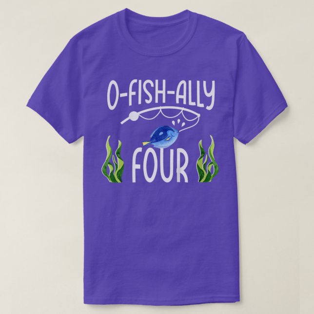 Kids 4th Fish Themed Birthday Funny Pun 2207  T-Shirt (Design Front)