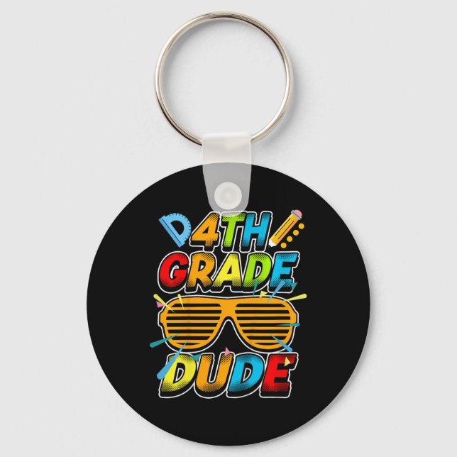 Kids 4th Grade Dude  Key Ring (Front)