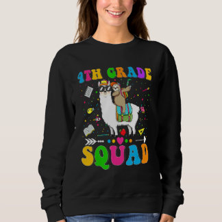 Kids 4th Grade Squad Fourth Grade Llama Sloth Back Sweatshirt