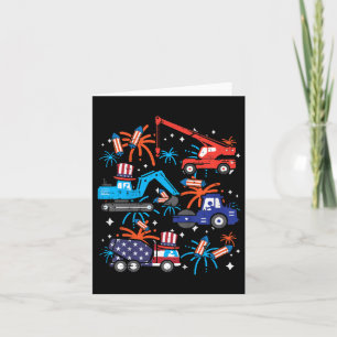 Kids 4th July Construction Trucks Vehicle Patriot Card
