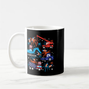 Kids 4th July Construction Trucks Vehicle Patriot  Coffee Mug
