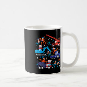 Kids 4th July Construction Trucks Vehicle Patriot Coffee Mug