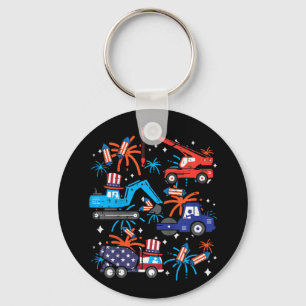 Kids 4th July Construction Trucks Vehicle Patriot Key Ring