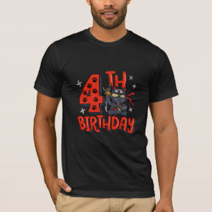 Kids 4th Ninja Birthday Boy 4 Year Old Samurai Bda T-Shirt