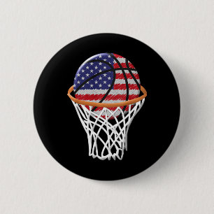 Kids 4th of July Basketball USA Flag Kids Youth Bo 6 Cm Round Badge