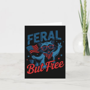 Kids 4th Of July Feral And Free Funny Racoon Usa Card