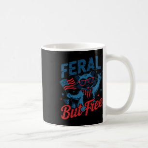 Kids 4th Of July Feral And Free Funny Racoon Usa Coffee Mug