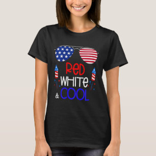 Kids 4th Of July Red White And Cool Sungles Girls  T-Shirt
