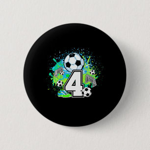 Kids 4th Soccer Birthday Party 4 Year Old Soccer P 6 Cm Round Badge