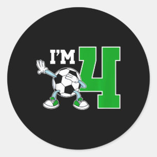 Kids 4th Soccer Birthday Party Four Year Old Socce Classic Round Sticker